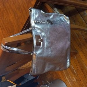 MICHAEL Michael Kors metallic silver leather shoulder bag NWOT